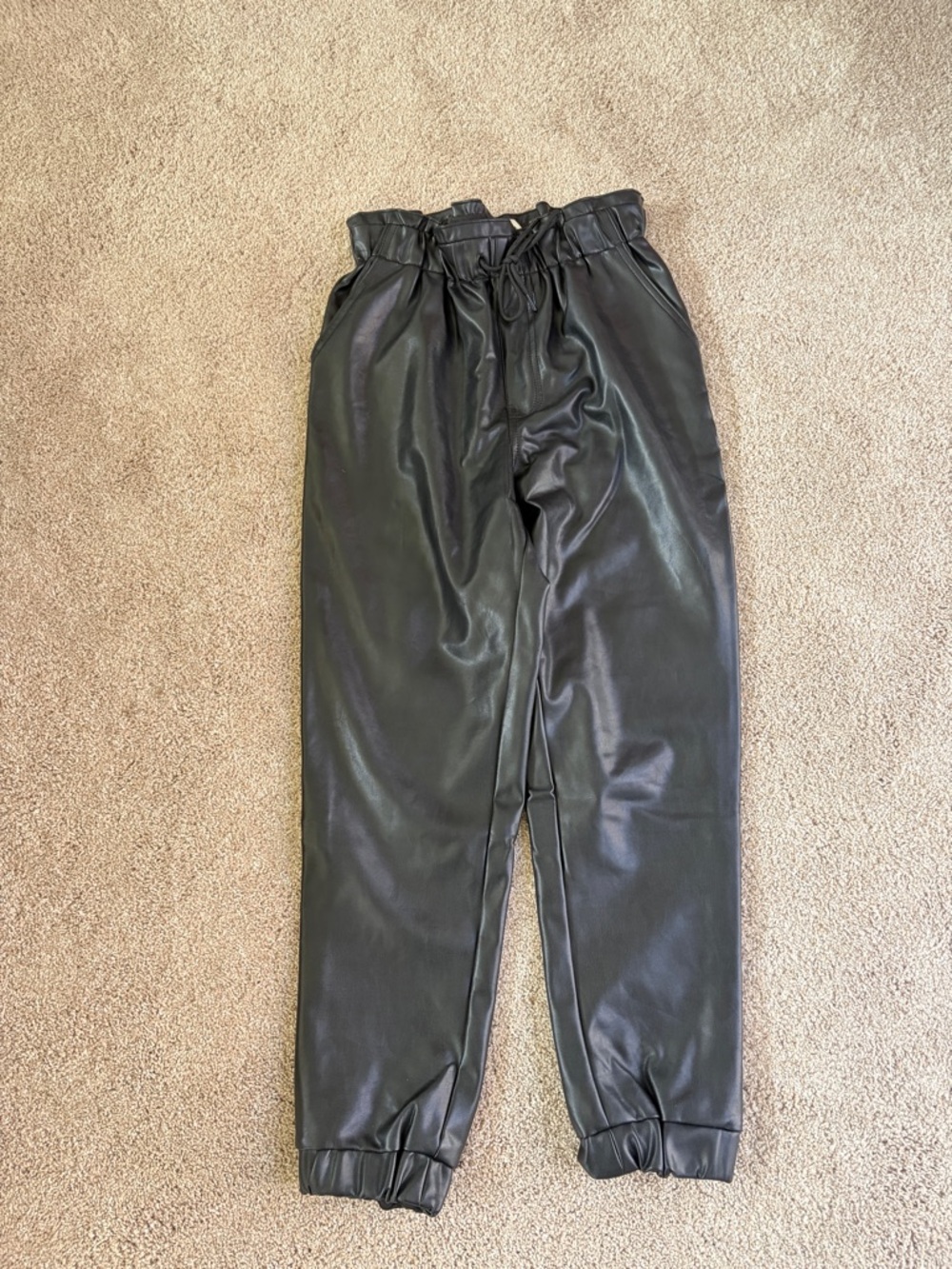 Abercrombie Black Faux Leather Jogger Pants